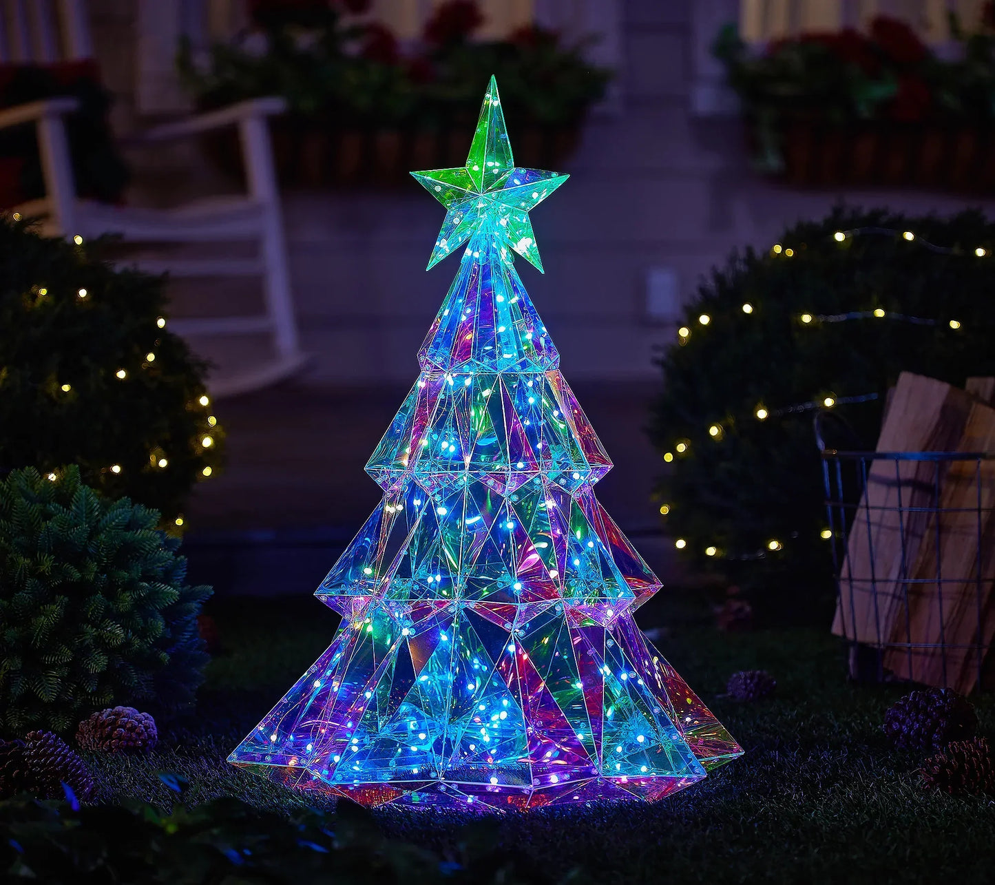 🎅 Vente de Noël anticipée 🎅✨ Figure holographique de Noël pour intérieur/extérieur avec télécommande